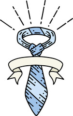 banner with tattoo style office tie