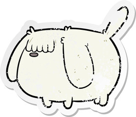 distressed sticker of a funny cartoon dog