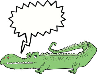 cartoon crocodile with speech bubble