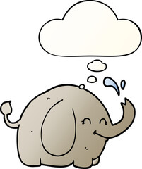 cartoon elephant and thought bubble in smooth gradient style