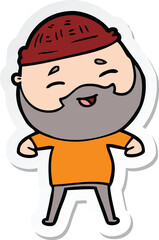 sticker of a cartoon happy bearded man