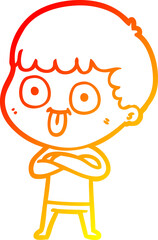 warm gradient line drawing cartoon man staring