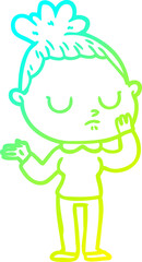 cold gradient line drawing cartoon calm woman