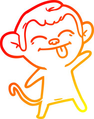 warm gradient line drawing funny cartoon monkey