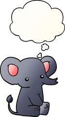 cartoon elephant and thought bubble in smooth gradient style