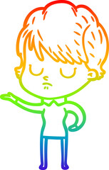 rainbow gradient line drawing cartoon woman