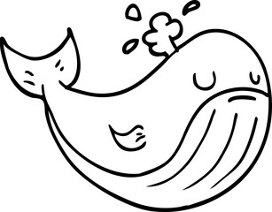 line drawing cartoon sea whale