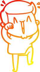 warm gradient line drawing cartoon excited man