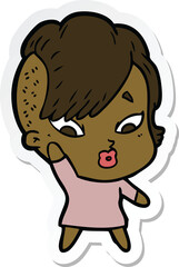 Obraz premium sticker of a cartoon surprised girl