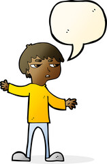 cartoon annoyed boy with speech bubble