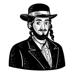 Orthodox Jew sketch PNG illustration with transparent background