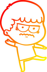 warm gradient line drawing cartoon annoyed man