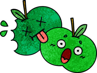 retro grunge texture cartoon apples