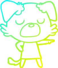 Fototapeta premium cold gradient line drawing cartoon dog