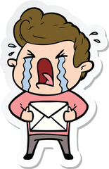 sticker of a cartoon crying man