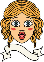 tattoo with banner of female face