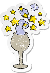 retro distressed sticker of a cartoon magic goblet