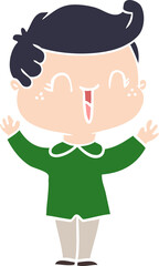 flat color style cartoon laughing boy