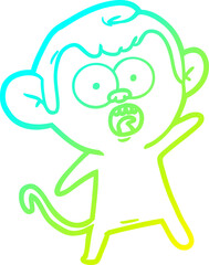 cold gradient line drawing cartoon shocked monkey