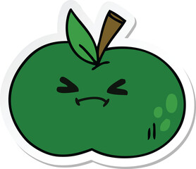 sticker of a quirky hand drawn cartoon apple