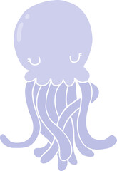 cute flat color style cartoon jellyfish