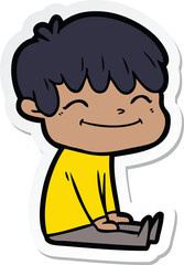 sticker of a cartoon happy boy