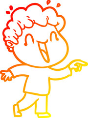 warm gradient line drawing cartoon happy man