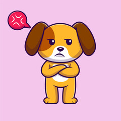 Fototapeta na wymiar Cute Angry Dog Cartoon Vector Icons Illustration. Flat Cartoon Concept. Suitable for any creative project.