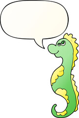 cartoon sea horse and speech bubble in smooth gradient style