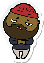 sticker of a cartoon worried man with beard