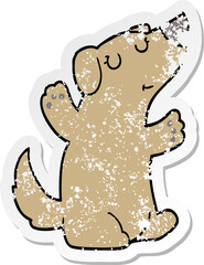 distressed sticker of a cartoon dog