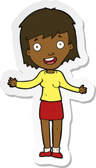 sticker of a cartoon excited woman