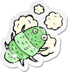 retro distressed sticker of a cartoon bug