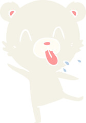 Obraz premium rude flat color style cartoon polar bear sticking out tongue