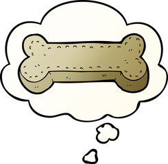 cartoon dog biscuit and thought bubble in smooth gradient style
