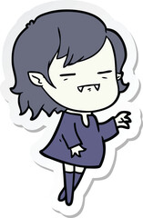 sticker of a cartoon undead vampire girl reaching out