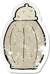 retro distressed sticker of a cartoon old jar