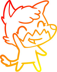 warm gradient line drawing happy cartoon fox