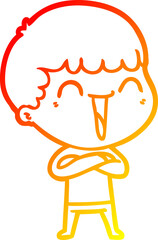 warm gradient line drawing cartoon happy man