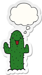 cartoon cactus and thought bubble as a printed sticker