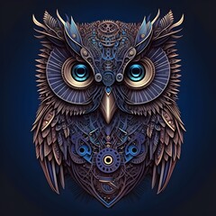 steampunk owl created using AI Generative Technology