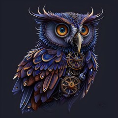 steampunk owl created using AI Generative Technology