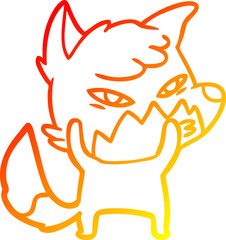 warm gradient line drawing clever cartoon fox