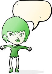 cartoon vampire girl with speech bubble