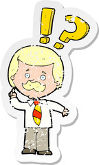 retro distressed sticker of a cartoon werewolf in top hat