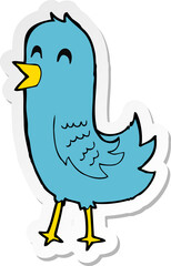 sticker of a cartoon happy bird