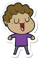 sticker of a laughing cartoon man