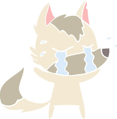 flat color style cartoon crying wolf
