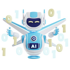 Quantum computing programming with AI 3d artificial intelligence icon