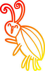 warm gradient line drawing cartoon happy beetle